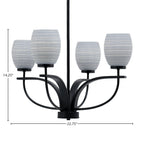 Cavella Four Light Chandelier in Matte Black with 5" Gray Matrix Shade