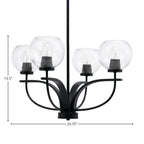 Cavella Four Light Chandelier in Matte Black with 5.75" Clear Bubble Shade