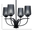 Cavella Four Light Chandelier in Matte Black with 5" Smoke Textured Shade
