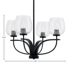 Cavella Four Light Chandelier in Matte Black with 6" Clear Bubble Shade