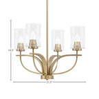 Cavella Four Light Chandelier in New Age Brass with 4" Clear Bubble Shade
