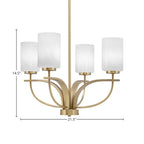 Cavella Four Light Chandelier in New Age Brass with 4" White Marble Shade