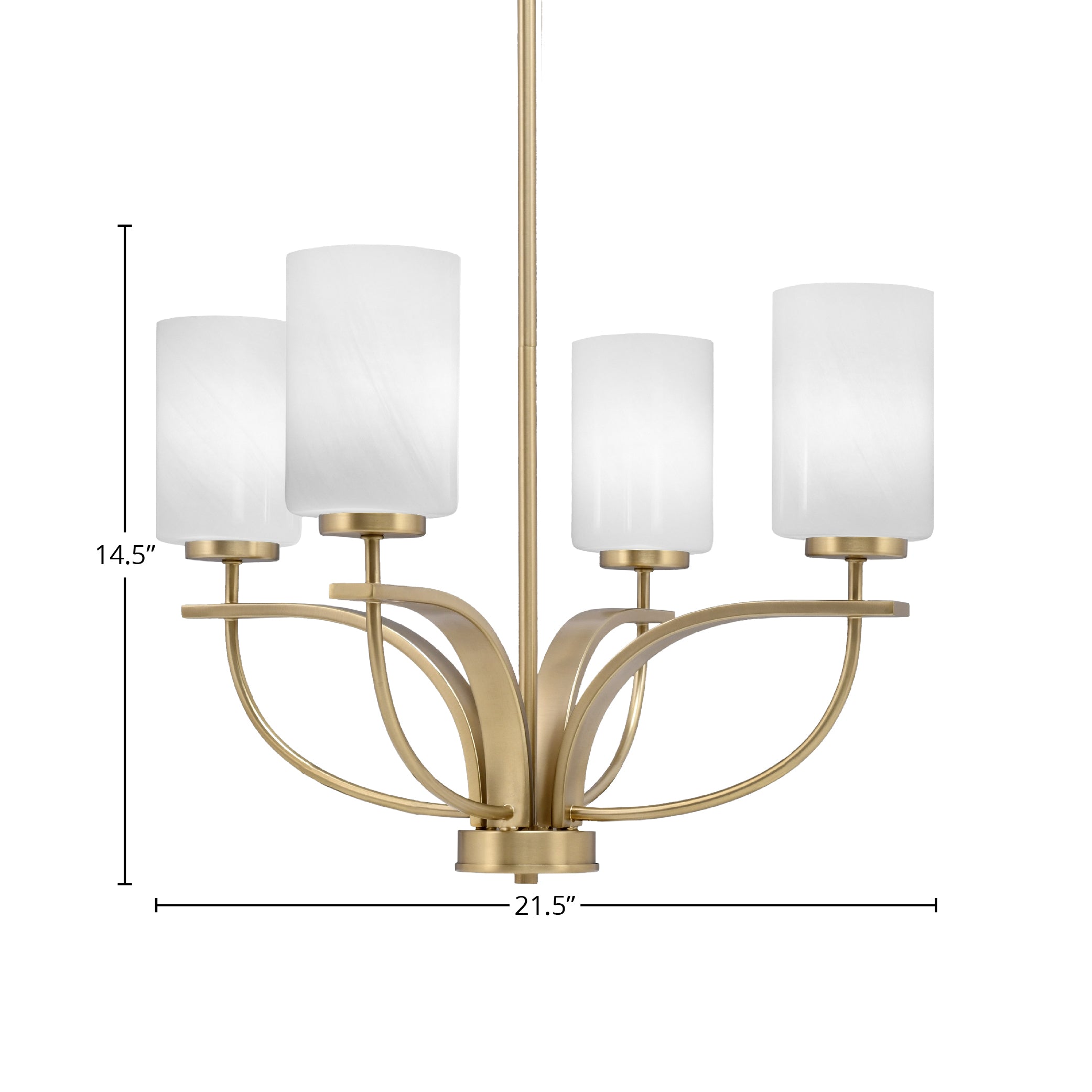 Cavella Four Light Chandelier in New Age Brass with 4" White Marble Shade