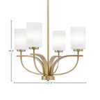 Cavella Four Light Chandelier in New Age Brass with 4" White Muslin Shade