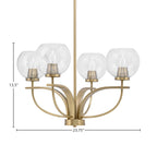 Cavella Four Light Chandelier in New Age Brass with 5.75" Clear Bubble Shade