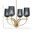 Cavella Four Light Chandelier in New Age Brass with 5" Smoke Textured Shade