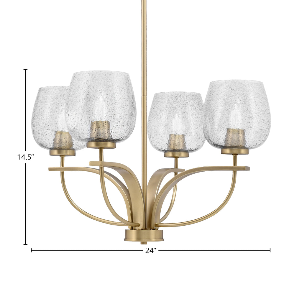 Cavella Four Light Chandelier in New Age Brass with 6" Smoke Bubble Shade