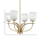 Cavella Four Light Chandelier in New Age Brass with 5" White Linen Shade