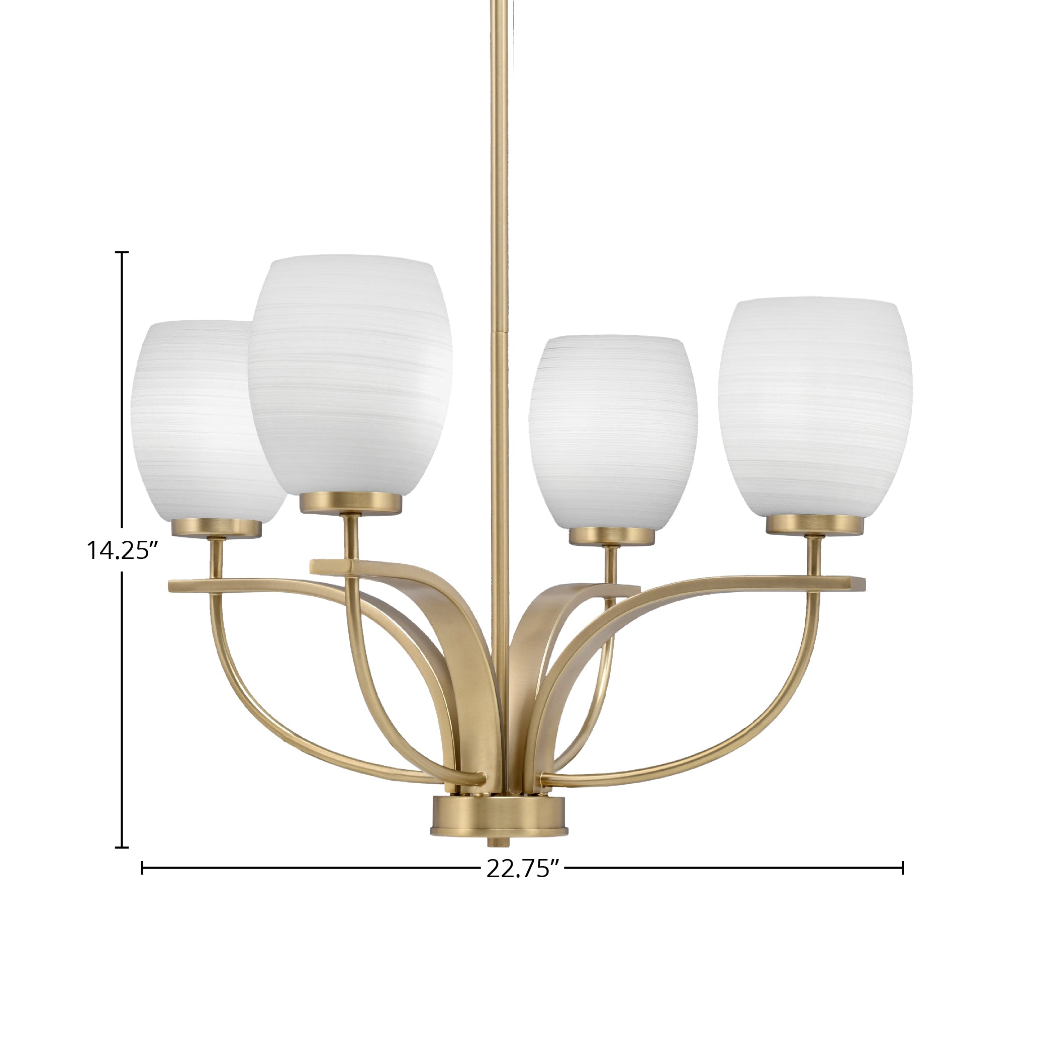 Cavella Four Light Chandelier in New Age Brass with 5" White Linen Shade