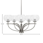 Cavella Five Light Chandelier in Graphite with 7" Clear Bubble Shade