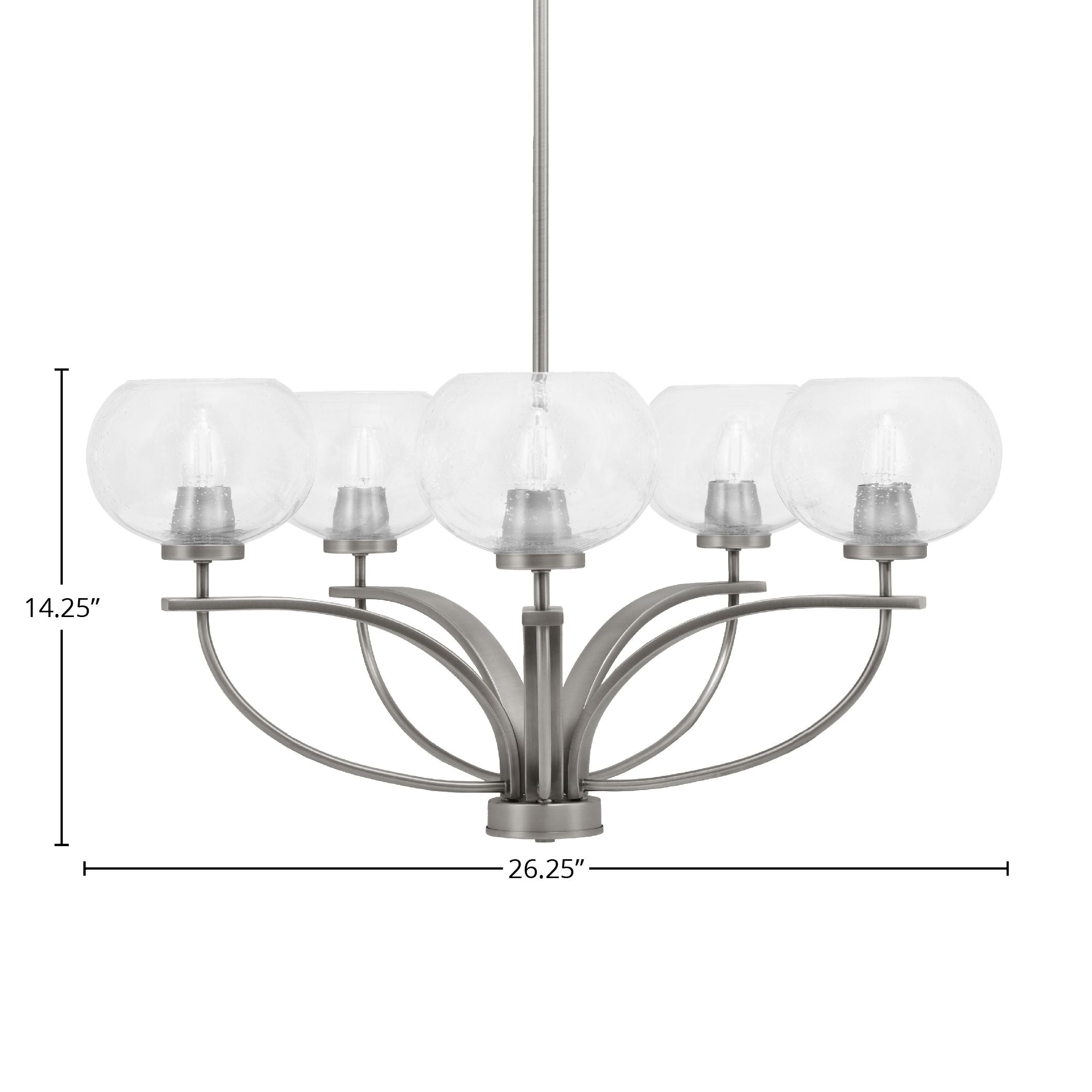 Cavella Five Light Chandelier in Graphite with 7" Clear Bubble Shade