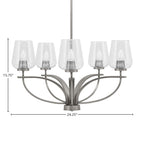 Cavella Five Light Chandelier in Graphite with 5" Clear Bubble Shade