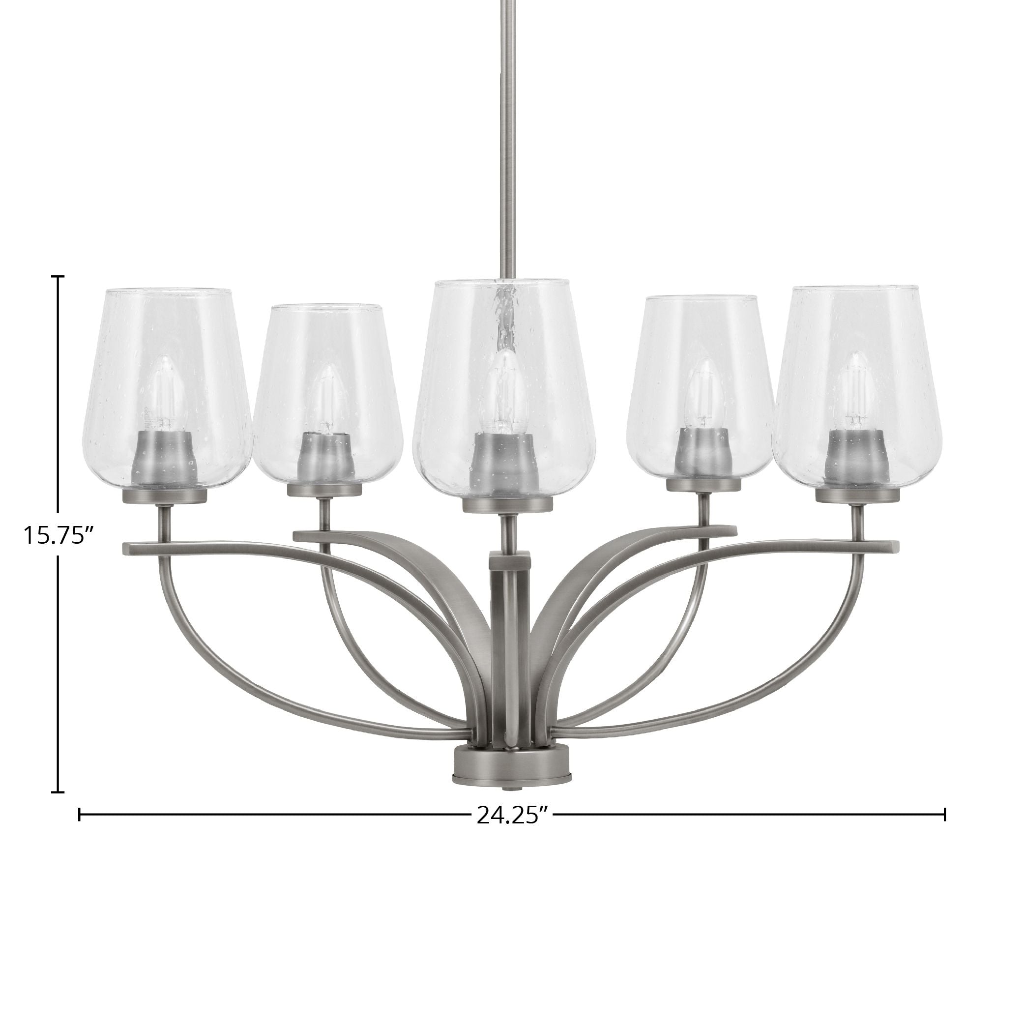 Cavella Five Light Chandelier in Graphite with 5" Clear Bubble Shade