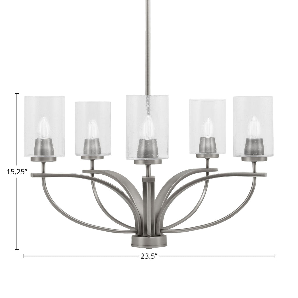 Cavella Five Light Chandelier in Graphite with 4" Clear Bubble Shade