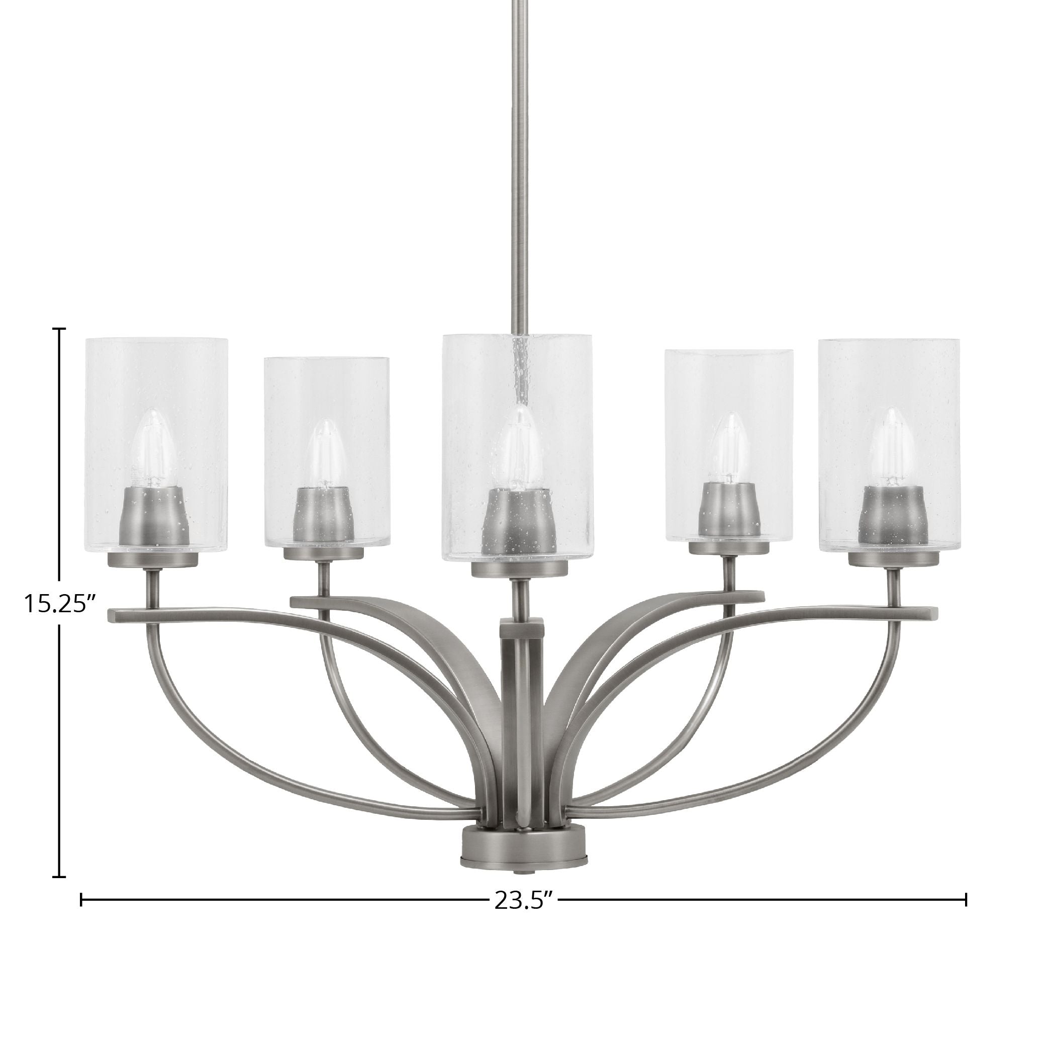 Cavella Five Light Chandelier in Graphite with 4" Clear Bubble Shade
