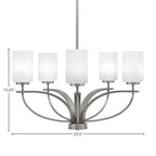 Cavella Five Light Chandelier in Graphite with 4" White Marble Shade