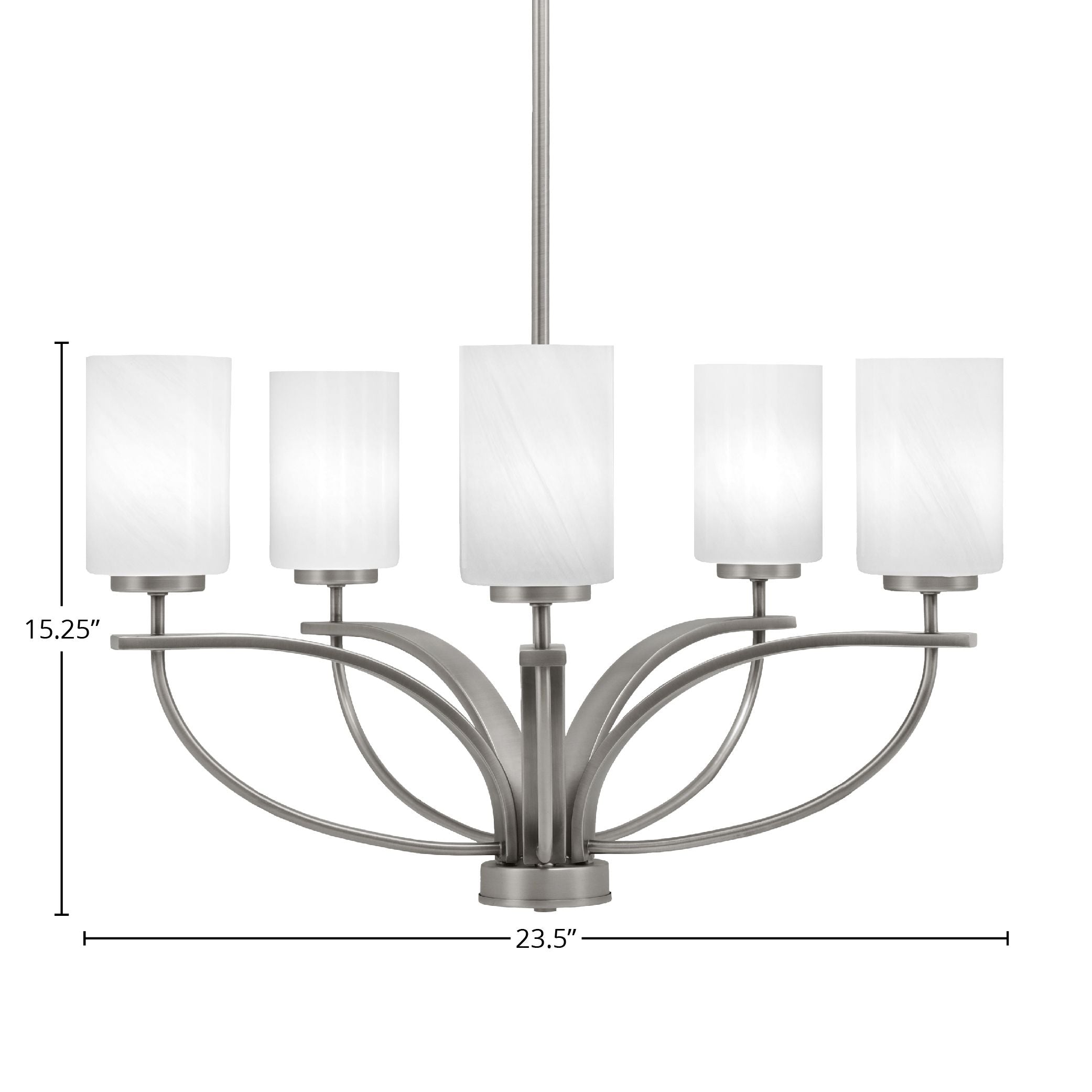 Cavella Five Light Chandelier in Graphite with 4" White Marble Shade