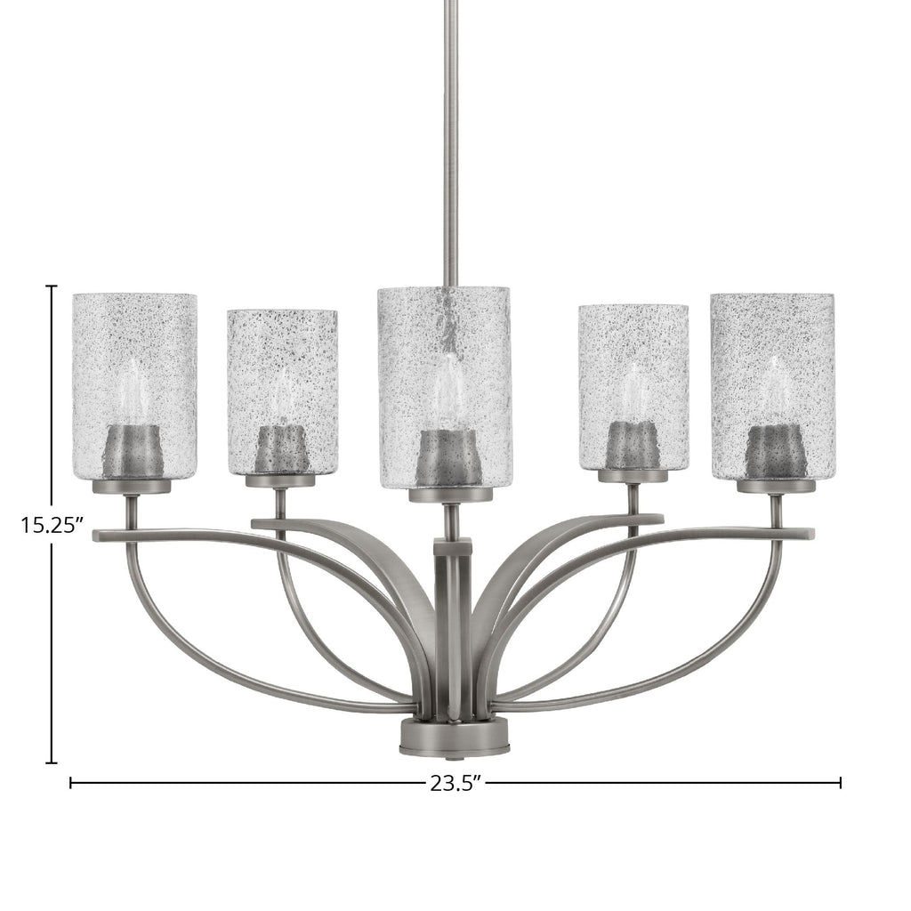 Cavella Five Light Chandelier in Graphite with 4" Smoke Bubble Shade