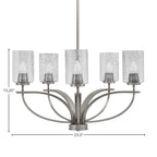 Cavella Five Light Chandelier in Graphite with 4" Smoke Bubble Shade