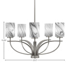Cavella Five Light Chandelier in Graphite with 4" Onyx Swirl Shade