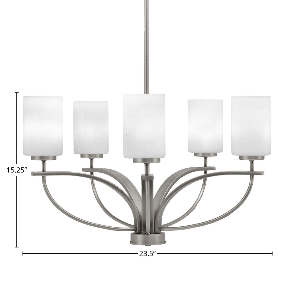 Cavella Five Light Chandelier in Graphite with 4" White Muslin Shade