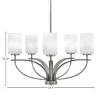 Cavella Five Light Chandelier in Graphite with 4" White Muslin Shade