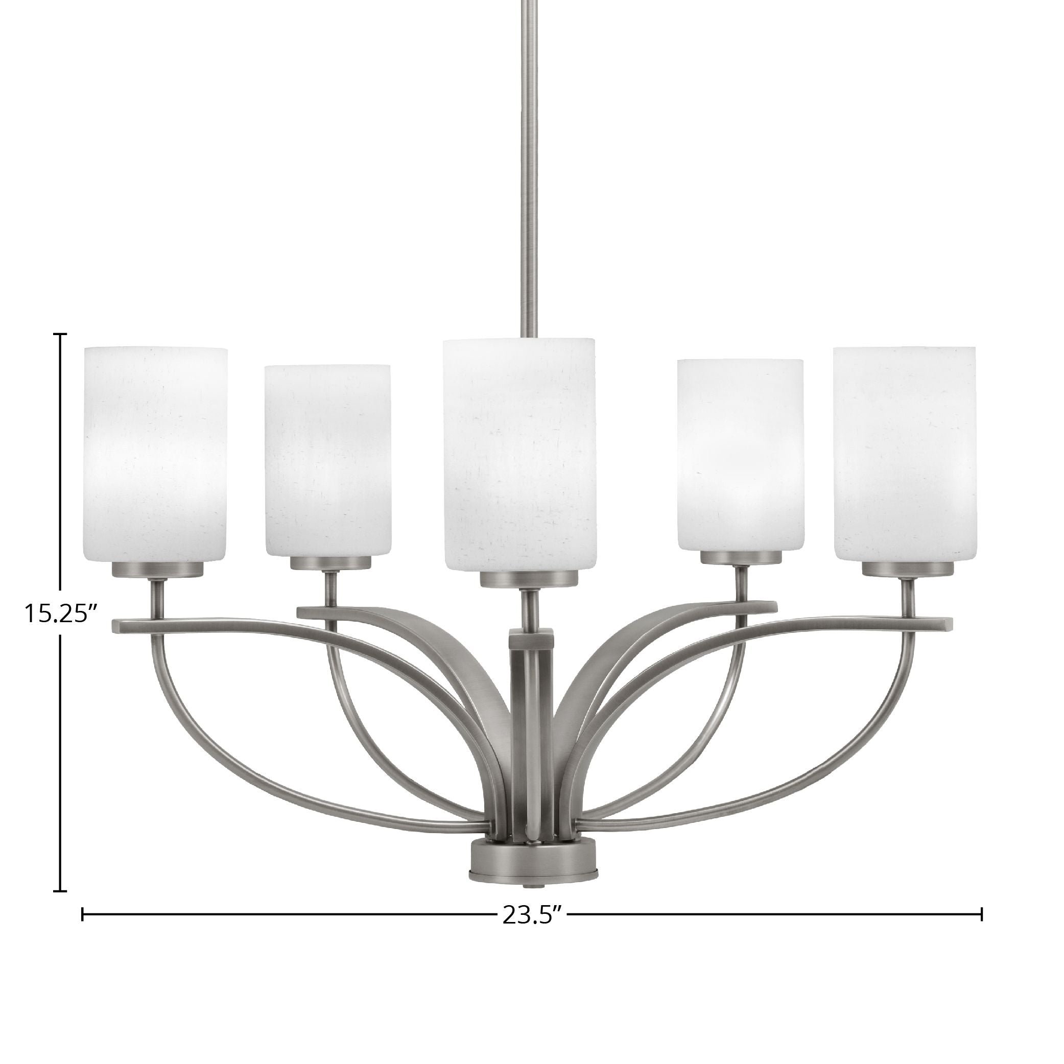 Cavella Five Light Chandelier in Graphite with 4" White Muslin Shade