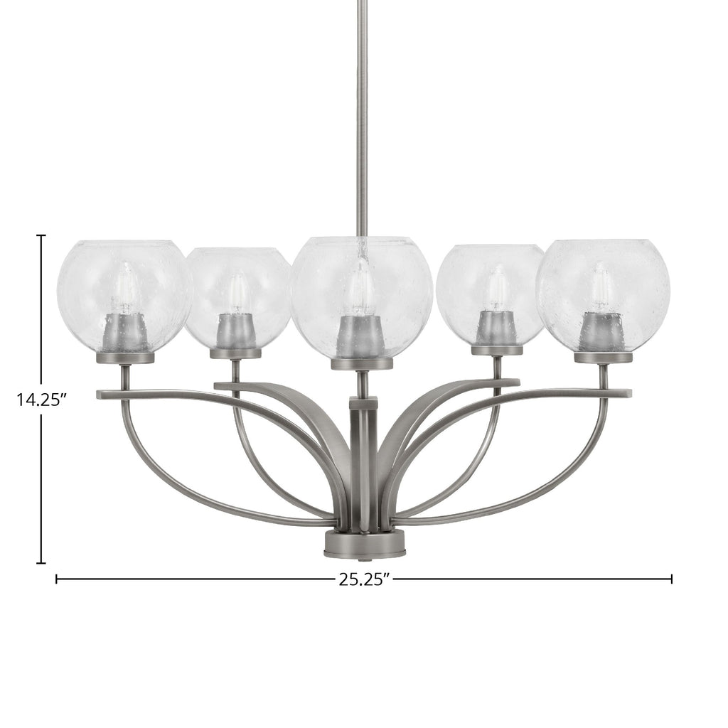 Cavella Five Light Chandelier in Graphite with 5.75" Clear Bubble Shade