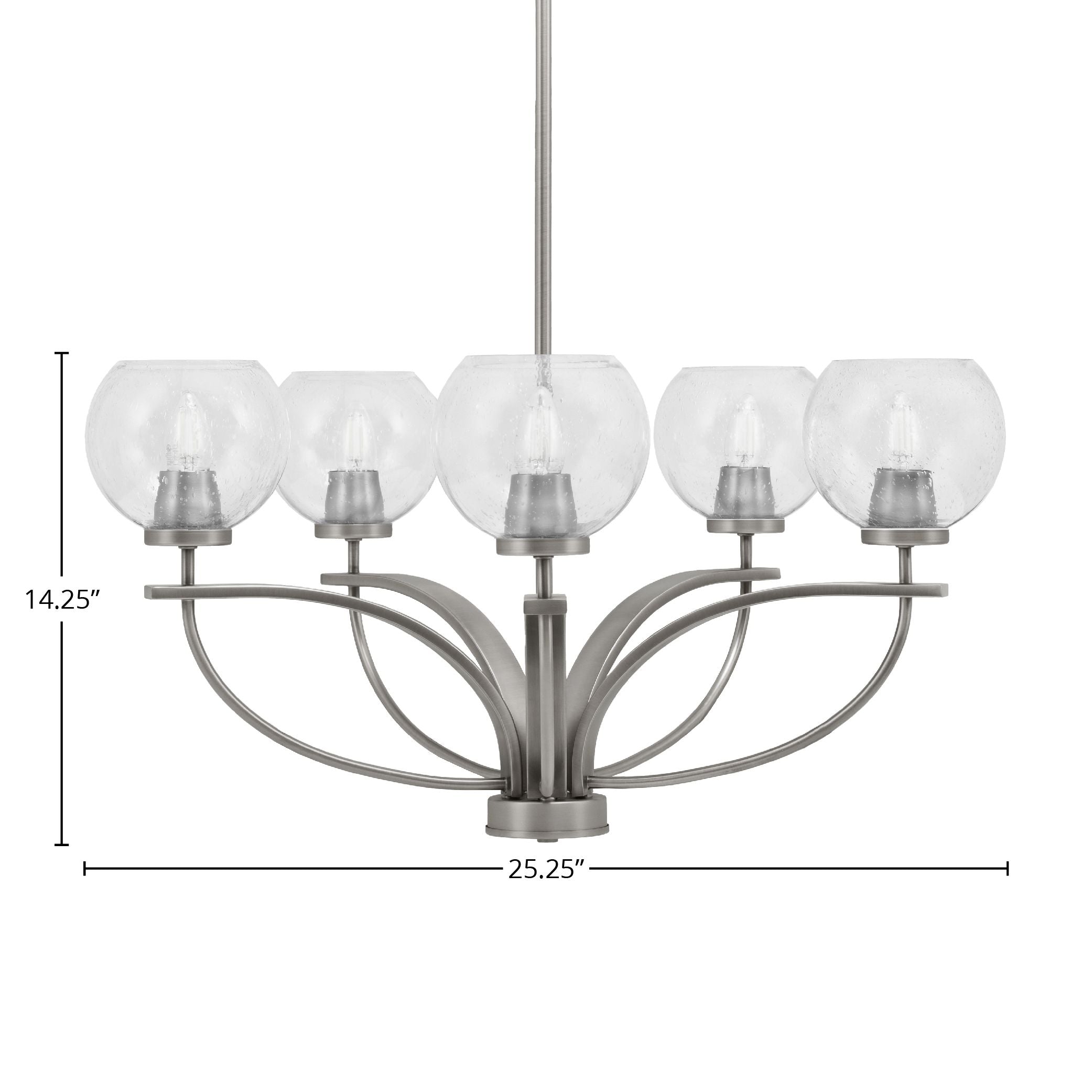 Cavella Five Light Chandelier in Graphite with 5.75" Clear Bubble Shade