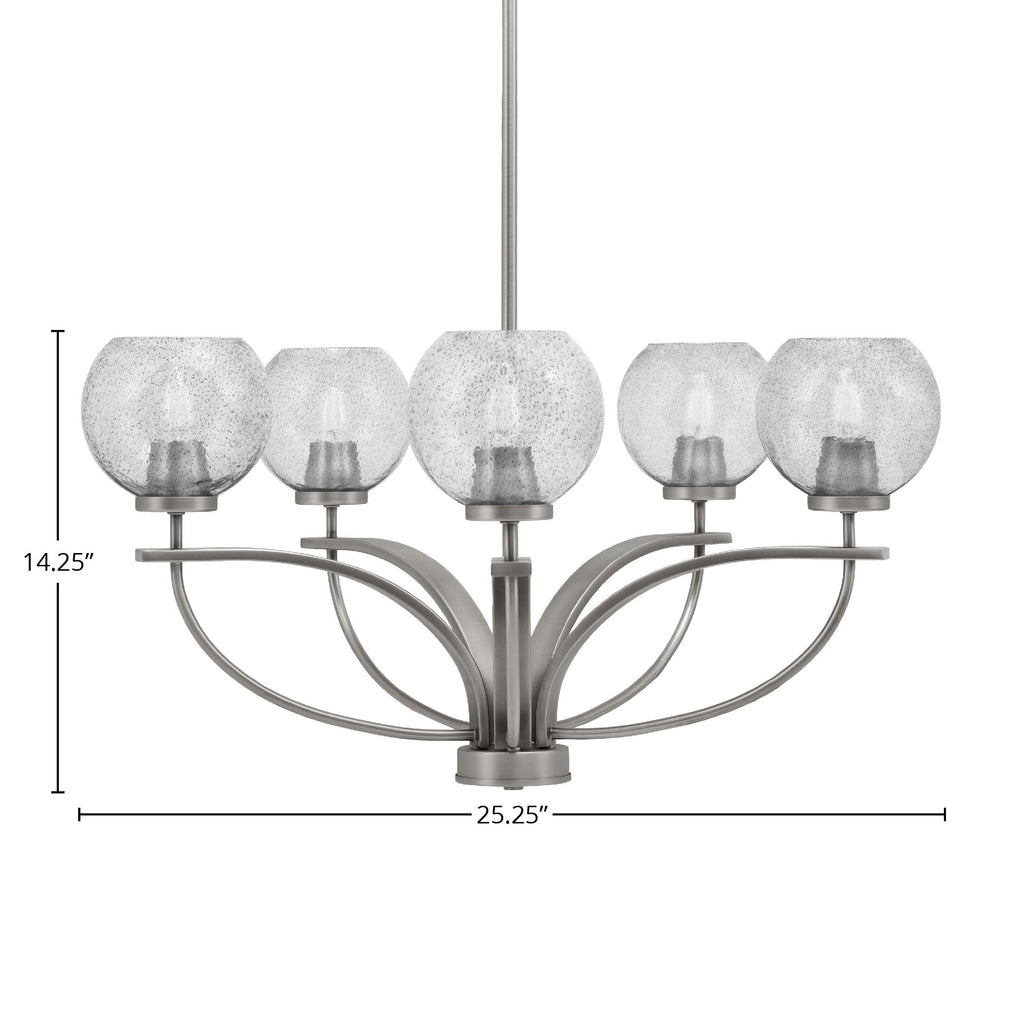 Cavella Five Light Chandelier in Graphite with 5.75" Smoke Bubble Shade