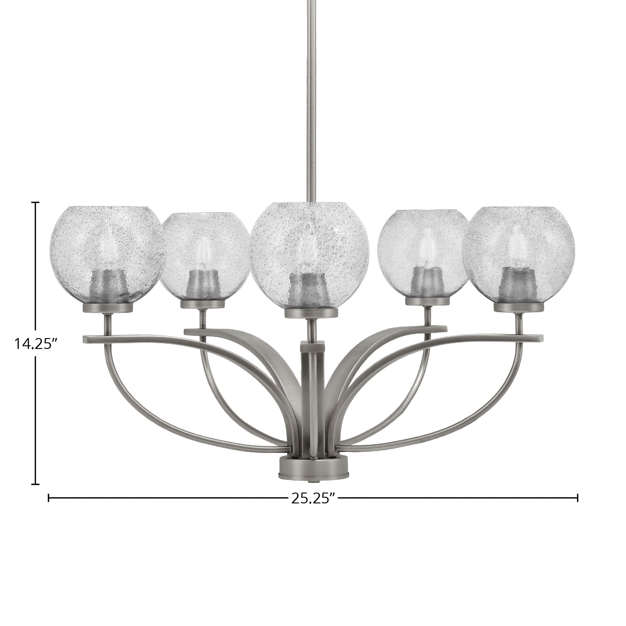 Cavella Five Light Chandelier in Graphite with 5.75" Smoke Bubble Shade