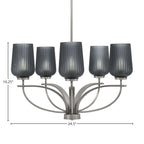 Cavella Five Light Chandelier in Graphite with 5" Smoke Textured Shade