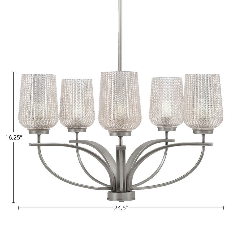 Cavella Five Light Chandelier in Graphite with 5" Silver Textured Shade