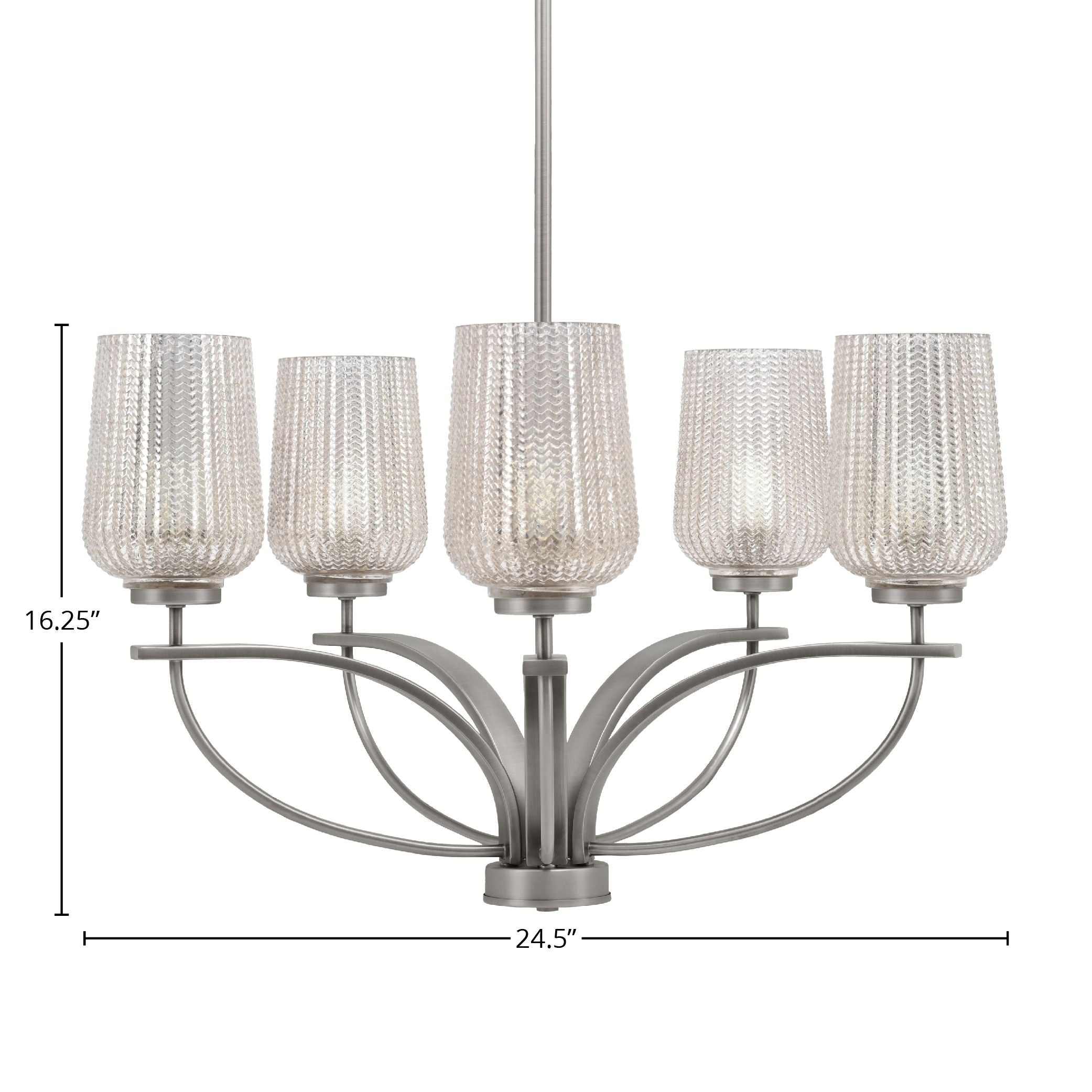 Cavella Five Light Chandelier in Graphite with 5" Silver Textured Shade