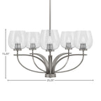 Cavella Five Light Chandelier in Graphite with 6" Clear Bubble Shade