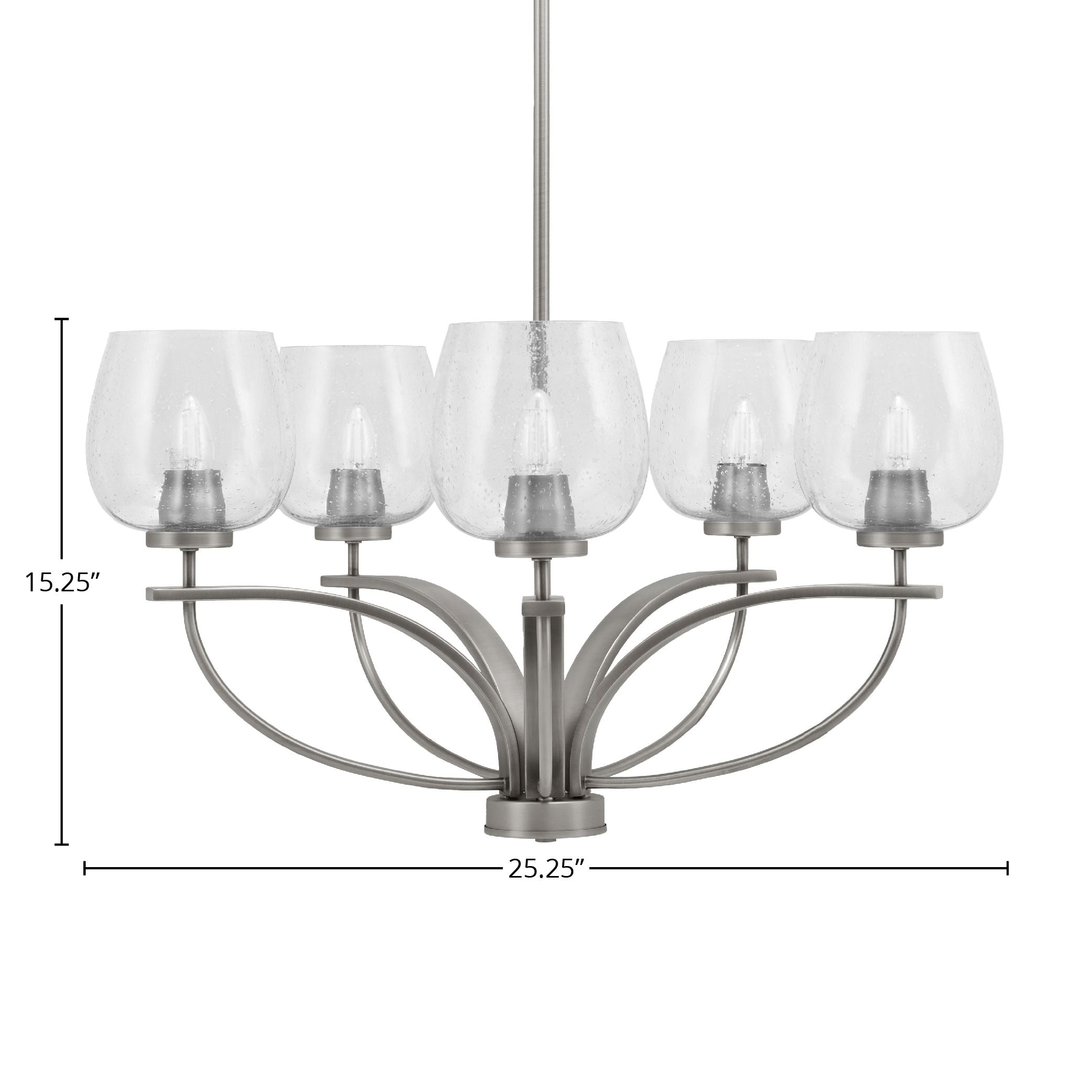 Cavella Five Light Chandelier in Graphite with 6" Clear Bubble Shade