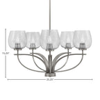 Cavella Five Light Chandelier in Graphite with 6" Smoke Bubble Shade