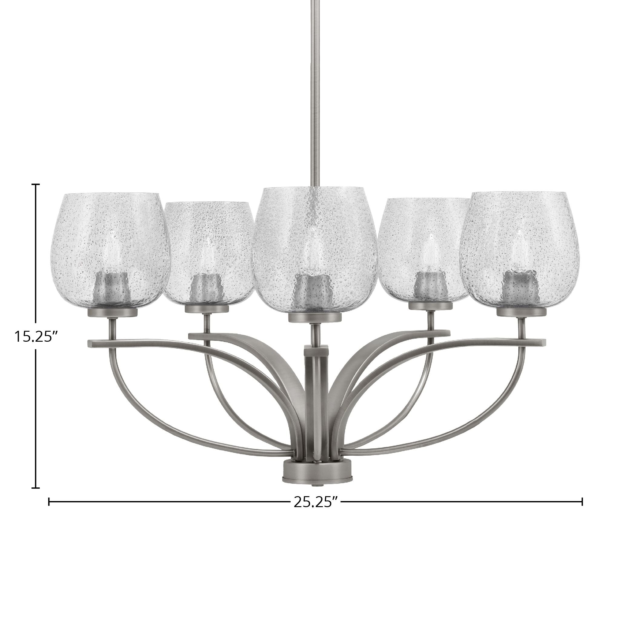 Cavella Five Light Chandelier in Graphite with 6" Smoke Bubble Shade