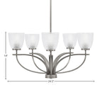 Cavella Five Light Chandelier in Graphite with 5" Clear Ribbed Shade