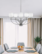 Cavella Five Light Chandelier in Graphite with 5" White Linen Shade