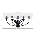 Cavella Five Light Chandelier in Matte Black with 7" Clear Bubble Shade