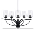 Cavella Five Light Chandelier in Matte Black with 5" Clear Bubble Shade
