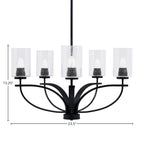 Cavella Five Light Chandelier in Matte Black with 4" Clear Bubble Shade