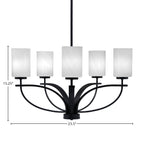 Cavella Five Light Chandelier in Matte Black with 4" White Marble Shade