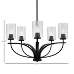 Cavella Five Light Chandelier in Matte Black with 4" Smoke Bubble Shade