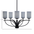 Cavella Five Light Chandelier in Matte Black with 4" Gray Matrix Shade