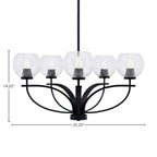 Cavella Five Light Chandelier in Matte Black with 5.75" Clear Bubble Shade