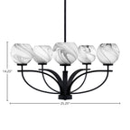 Cavella Five Light Chandelier in Matte Black with 5.75" Onyx Swirl Shade