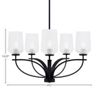 Cavella Five Light Chandelier in Matte Black with 5" Clear Textured Shade