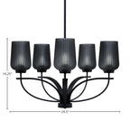 Cavella Five Light Chandelier in Matte Black with 5" Smoke Textured Shade